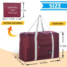 2PCS Travel Duffle Bags - Tote Carry on Bags (Nylon, Lightweight, Foldable, Water Resistant, Sports, Gym, Weekender, Overnight - Red, Blue, 2Pe)