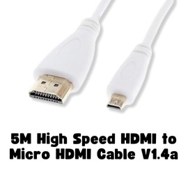 Invero® 5M High Speed HDMI to Micro HDMI Cable V1.4a Compatible Full Ultra 4K HD Resolution Supports 3D Ethernet ideal for Tablets Smartphones Camcorders Cameras etc - White