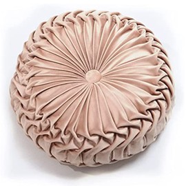 Round Cushion, Thick 5.5 inches, Cnstone, Stylish, Cute, Round Cushion, Floor Cushion, Seat Cushion, Round Seat Cushion, Chair Cushion, Princess Style, Asian, Gathered, Pleated, Flower-like, Extra