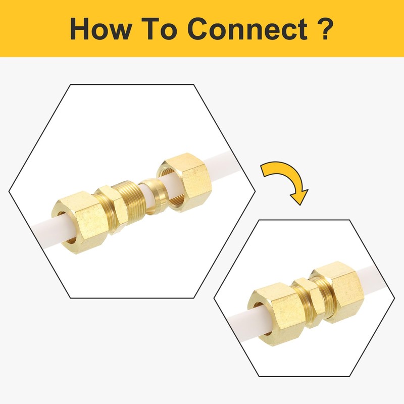 QUARKZMAN Compression Fittings, 1/2 Inch Brass Compression Fitting Straight Connector