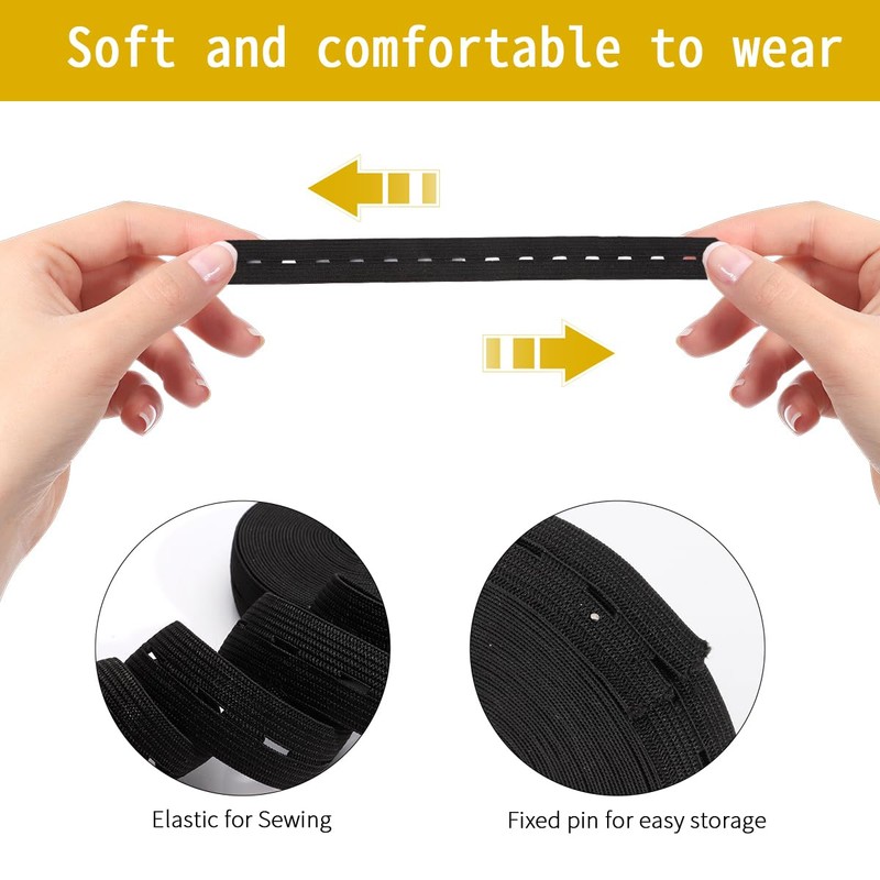 Elastic for Sewing,Black Elastic for Sewing,2cmx5m 1 Roll,Elastic Bands for