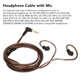 Noise Reduction Headphone Cable with Mic Replacement for KZ ZSN ZS10 AS12 UE 18Pro OFC Core Compatible with 0.78mm 2 Pin Earphones