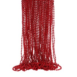 SWANUCKY 48 Pack Mardi Gras Beads Necklaces, 33 Inch Red Plastic Beads for Party Favors, Festival Decorations, Parade Throws, Christmas, St. Patrick's Day Celebrations