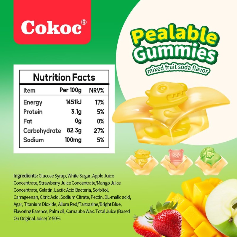 COKOC Peelable Gummy Mystery Cube– 3D Peeling Gummies Candy Individual