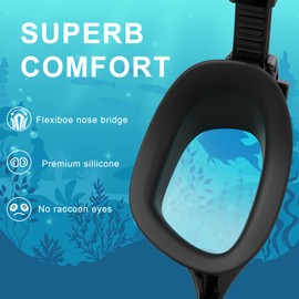 Emsina Kids Swim Goggles,Super Anti-Fog Swimming Goggles for Kids Age 7-12 Boys and Girls (BlackSmoke)