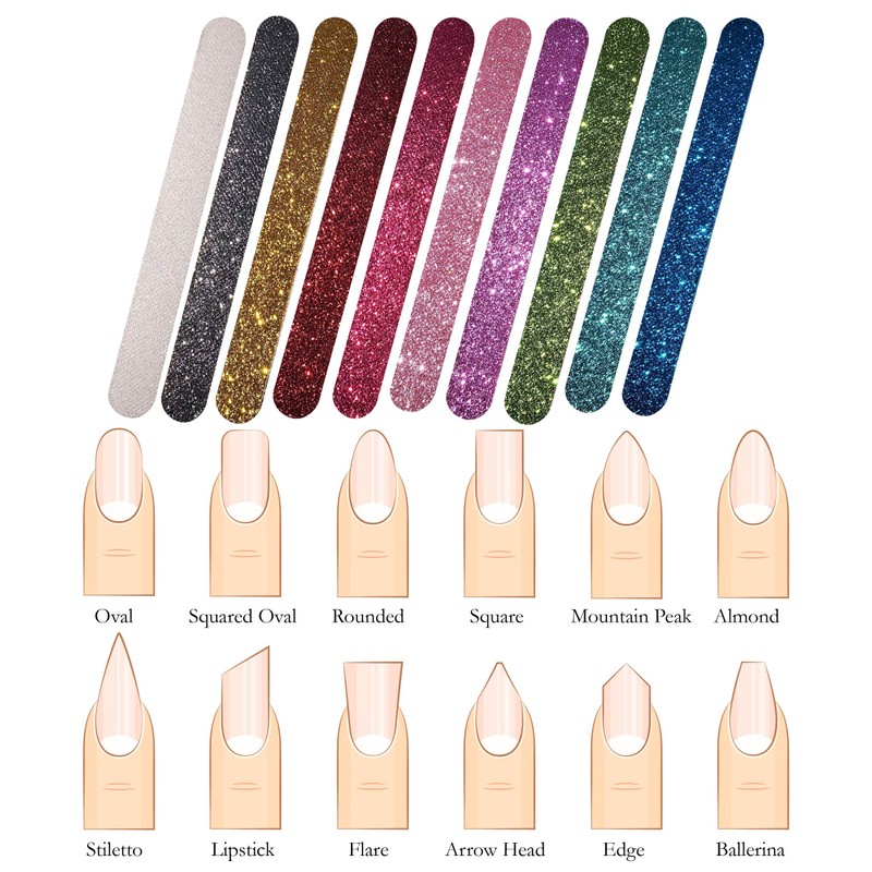 P2P Nails Glitter Colorful Nail File Strips - Manicure and