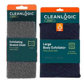 2 PACK Esponja Exfoliadora y Toalla Strech Exfoliante, Esponja Suave, Toalla Elástica para Baño, Sport CleanIogic Sport Bath and Body