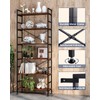 CosyStar 6-Tier Adjustable Tall Bookcase, Rustic Wood and Metal Standing