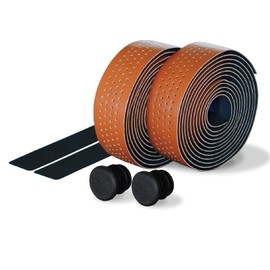 Handlebar Grip EVA for Road Punching Leather Style Bar Tape Load Piste *End Cap End Tape Included Black (Honey)