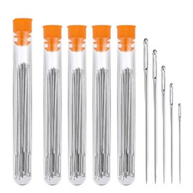 Barlone Pack of 50 Sewing Needles Large Eye, Large Needles, Sewing Needles with Large Eye, Darning Needles Set, Sack Needles, Embroidery Needles (5 cm, 5.3 cm, 5.8 cm, 6.1 cm, 6.7 cm) with Transparent