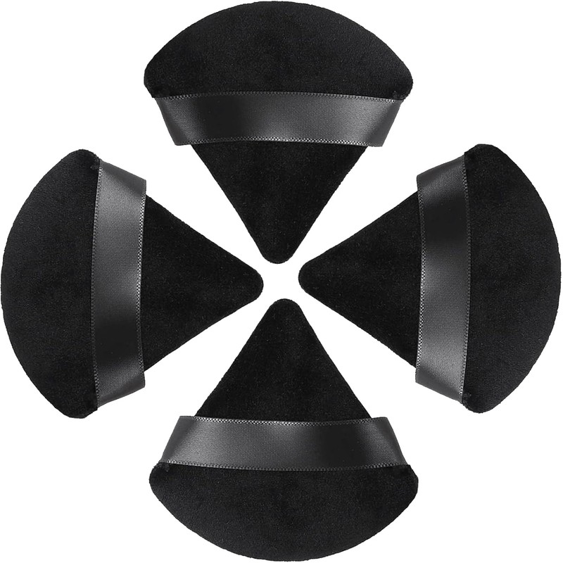 Esponjas triangulares reutilizables con correa para polvos sueltos, base cosmética,