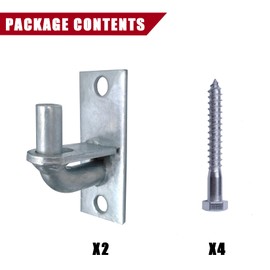 2 Pack Wall Mount Gate Hinges with Screws, Heavy Duty Farm Gate Hinges, Chain Link Fence Gate Hinges Fence Post Chain Link Gate Hinge with 5/8 Hinge Pin