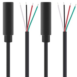 tunghey 2Pack Replacement 3.5mm Female Jack to Bare Wire Open End TRRS 4 Pole Stereo 1/8" 3.5mm Jack Plug Connector Audio Cable for Headphone Headset Earphone Microphone Cable Repair (Female 1m)