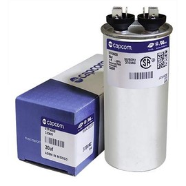 97F9608 30 uf MFD 370 Volt VAC - Replacement Round Run Capacitor by CAPCOM