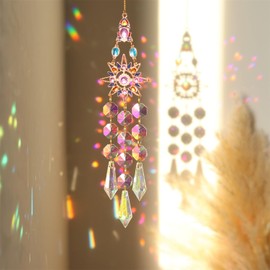 MSLSOZ Crystal SunCatcher, Colored Prism Crystal Window Ornament, sun catchers for windows, Suitable as a Gift, Can Hang on Windows, Walls, Porches, Gardens. (STAR)