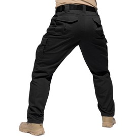 HISEA Men's Tactical Pants Water Resistant Ripstop Cargo Pants Relaxed Fit Outdoor Lightweight Work Hiking Pants with 9 Pockets Black