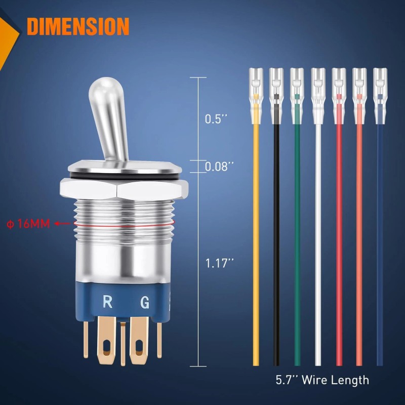 Nilight 8PCS 12V 20A Round Blue Toggle LED Rocker Switch