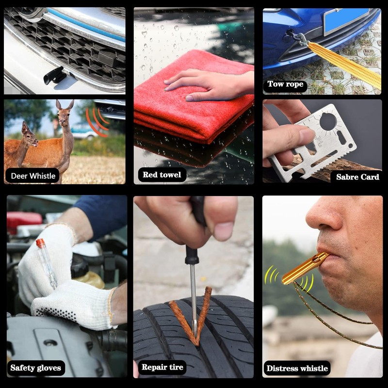 HAIPHAIK Car Emergency Roadside Kit - Roadside Assistance Emergency Kit,