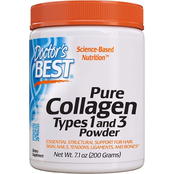 Doctor's Best Pure Collagen Types 1 & 3, Promotes Healthy Skin Hair & Nails – Bone & Joint Support, 7.1 oz (200g)