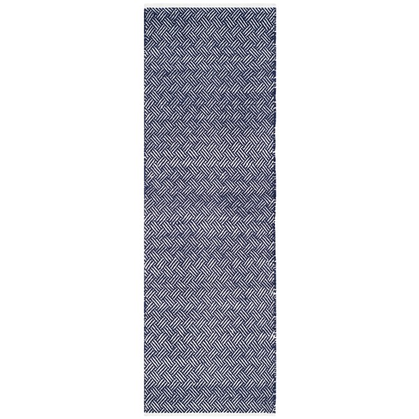 Safavieh Boston Collection BOS680D Handmade Flatweave Cotton Runner, 2'3" x 7' , Navy