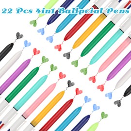OWill 22 Pcs 4 Colour Pens,Multi Coloured Pens All in One,4-in-1 Retractable Ballpoint Pens 1.0mm for Office School Supplies Students Children Gift