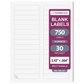 NextDayLabels - Laser/Ink Jet White Labels (2/3" x 3-7/16" - 30 Per Page | 750 Labels)
