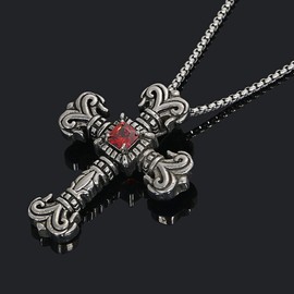 ZIYMU Filigree Cross Necklace Men's Silver 70cm zm-p-033, Cubic Zirconia