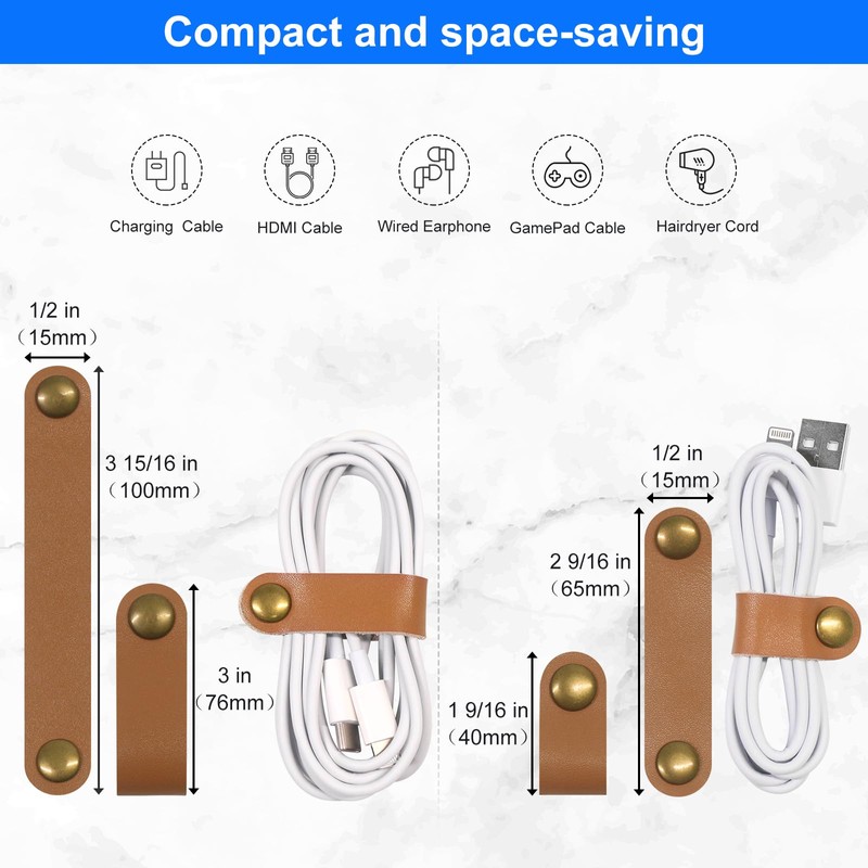 Coideal Leather Cable Ties Organizer, 20 Pcs Earphone Cable Straps