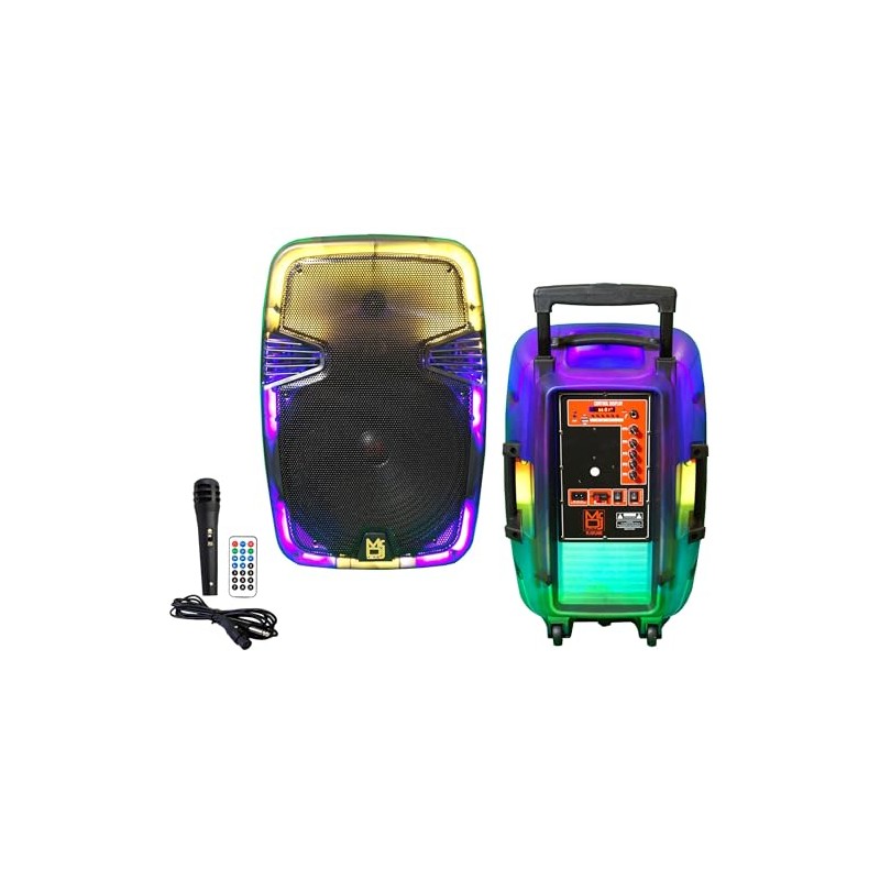 Mr. Dj USA PL15FLAME 15" Portable Translucent Trolley PA DJ