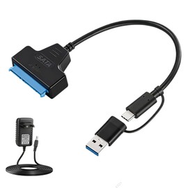 Eddrfy Adattatore SATA USB per SSD/HDD da 2,5 e 3,5 pollici, con alimentatore da 12 V 2 A, adattatore SATA a USB 3.0, supporta protocollo UASP, adattatore hard disk per unità esterne e interne Windows