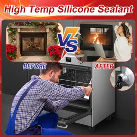 JAOJAO High Temp Silicone Sealant, Heat Resistant Glue High Temperature Sealant with Brush Glass Cooktop Repair Kit Fast Drying Waterproof for Oven, Microwave 100ml (Black)
