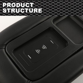 CNNELL Center Console Cover Black, Console Lid ArmRest Latch Wireless Charging Compatible with Chevy Silverado 1999-2007 CCLK-CHGM-001-DGY,19127364,19127365, 19127366