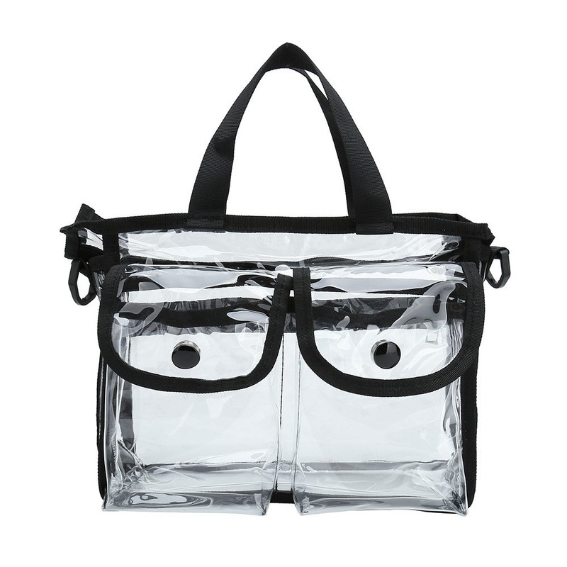 Clear pvc cosmetic bags with removable and adjustable shoulder strap,