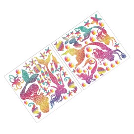 SHINEOFI 3sets Mermaid Wall Stickers Cartoon Underwater World Decals for Home Bedroom Decor Easy Peel Stick Application Attractive Design 2pcs*3