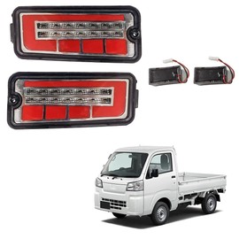 Syncnika 2 Pack LED Tail Lamp, Hijet Truck Jumbo S500P, S510P, S500, S510 Series, Waterproof, Genuine Replacement, LED Sequential Turn Signal, High Fla, LED Tail Light, Clear Lens & Red