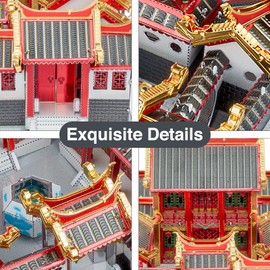 Piececool 3D Metal Puzzles, Beijing Siheyuan Courtyards House Model Kits to Build for Adults, Chinese Architecture Building Kit 3D Puzzle Best Gifts DIY Craft Home Decor - 203 Pcs