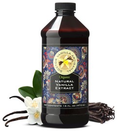 Organic Natural Vanilla For Baking, Sweet Drinks And More, Small Batch, Hand Crafted From Premium Madagascar Bourbon Vanilla Pods, Additive Free, 16 Oz Bottle