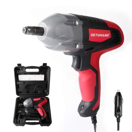 GETUHAND Electric Impact Wrench 1/2 Inch & 12 Volt 400N.M 300ft-lbs Max Torque with 1/2" Strong Square Drive, Portable Car Impact Wrench Kit with Sockets and Carry Case