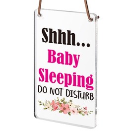 Shhh Baby Sleeping Do Not Disturb Sign, Baby Room Door Knob Hanger Sign, Used for Home, Baby Room, Nursery, Baby Shower, Party Gift for New Parent, Cute Baby Door Decoration, WAP1