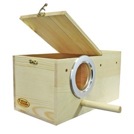 Sturdy Nest Box - Cage Attachment, Hinged Lid, Perching Ledge - For Sugar Glider, Squirrel, Rat, Finch, Parakeet, Lovebird, Parrotlet, Lovebird, Canary, Cockatiel, Other Birds & Small Pets