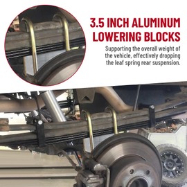 Racewill 3-1/2 inch Universal Leaf Spring Lowering Block Kits, 5" Length x 2-1/3 Width Blocks, with 4 Pack Heavy Duty Galvanized U-Bolts