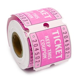 DGBDPACK 250 Raffle Tickets, 50/50 Double Roll Tickets for Raffles, Carnival, Door Prizes and Class Reward (Pink)