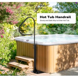 VIVOHOME 360 Rotatable Hot Tub Safety Handrail, Height Adjustable 31'' to 56'', Slide-Under Base Spa Step Handle 600 LBS Load/Rubber Sponge for Indoor Outdoor