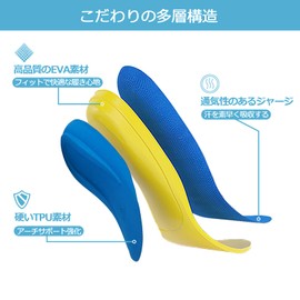 EDTRE Sports Insole, 1.0 inches (2.5 cm), Arch Support, Lightweight, Durable, Comfort, Footbed, Shock-Absorbing, Thin, Breathable, Climbing, Standing Work, Stability, U-Shaped Heel, Deodorizing, Size Adjustable, For Men and Women (XS (8.9 - 9.3 inches (22.5 - 23.5 cm))