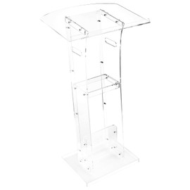 VEVOR Podium Stand, 43-Inch Acrylic Lectern, Portable Laptop Desk with Wide Reading Surface and Storage Shelf, Book Stopper, Floor-Standing, for Classroom, Wedding, Conference, Lecture and Concert