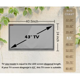 IC ICLOVER Cubierta para TV al aire última intervensión de 40 a 43 pulgadas, 600D resistente a la intemperie, acceso con cierre impermeable con sello inferior para televisores LED exteriores, LCD, OLED de visualización plana, tamaño: 42 pulgadas de ancho
