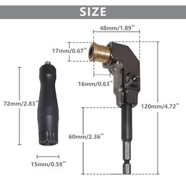SeonFook 90 Degree Right Angle Drill Adapter with 1/4" Hex Shank, Quick Change Screwdriver Attachment with Detachable ABS Handle, Impact Screwdriver Drill Corner Extension for Impact Driver