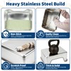 FHTONGE Low Entry Thickened Stainless Steel Cat Litter Box, 23.6x15.8