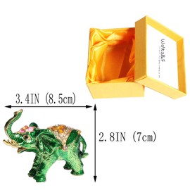 Waltz&F Green Decoration Elephant Figurine Statues Large Jewelry Trinket Box
