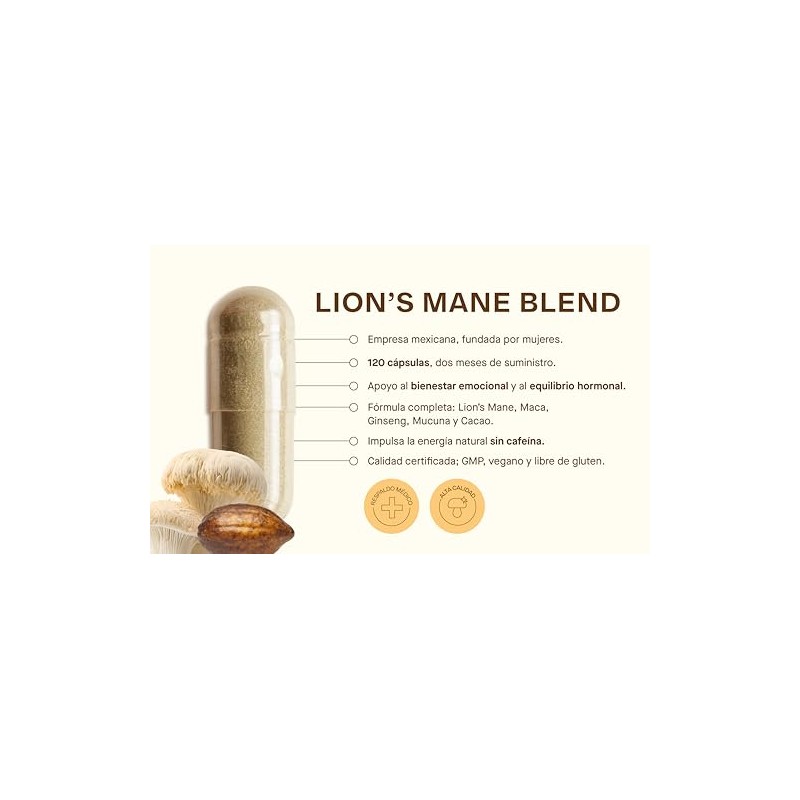 Melena de León Blend + Adaptógenos Premium 120 Cápsulas Veganas